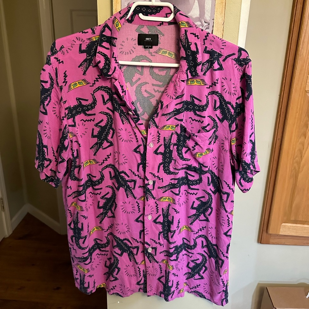 Obey Pink Graphic Gator Shirt